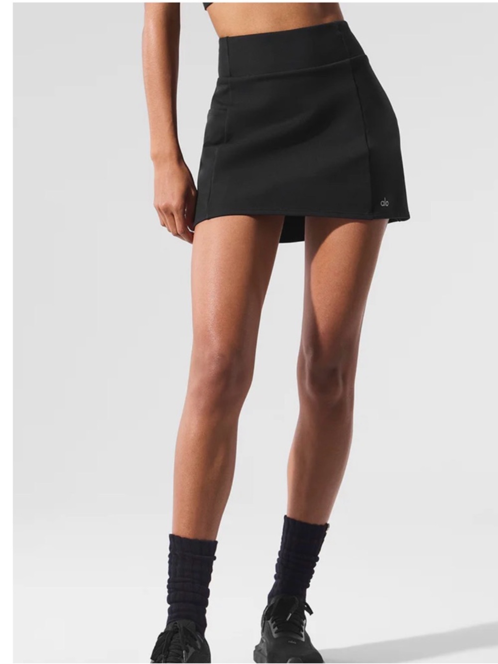 Alo Yoga Airbrush High-Waist Good Form Tennis Skirt Black SizeS Athleisure Skort - Picture 4 of 12